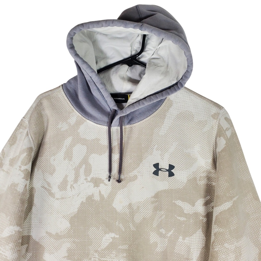 Under Armour Mens XL Loose Fit Camo Hoodie Tan Grey Digital Camouflage Pullover